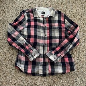 Armani Exchange Pink Plaid Button-Up Shirt